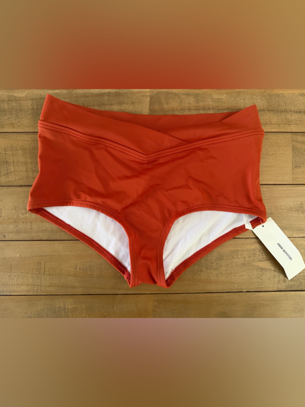 Urban Outfitters High-Waist Swim Bottoms in Rich Orange